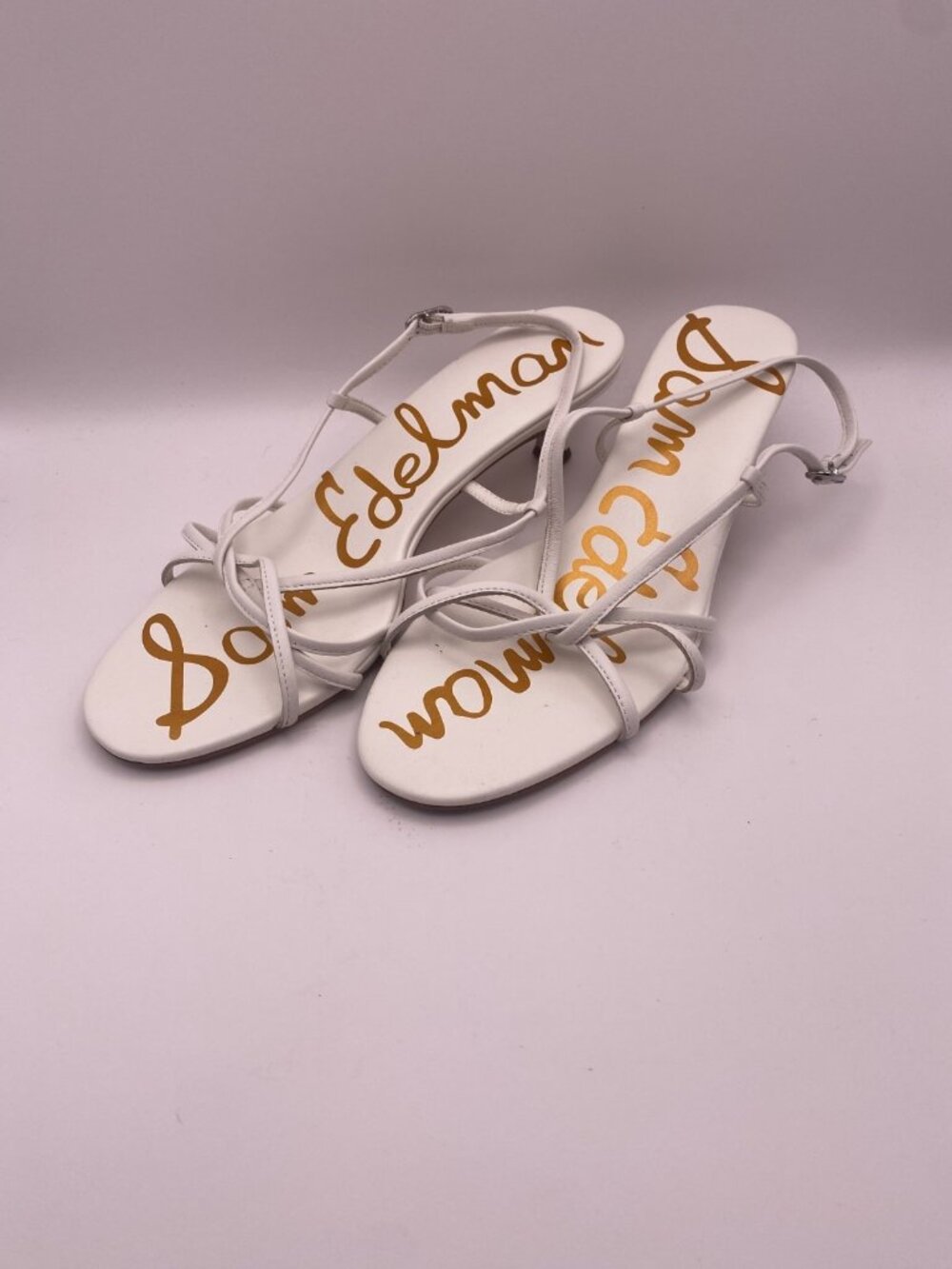 Sam Edelman Cressa 45MM White Leather Slingback Strap Sandals Sz 9.5